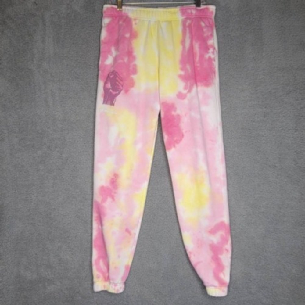 Cross‎ Colours Sweatpants Womens Pink Tie Dye Elastic Waist Lounge Cozy M New